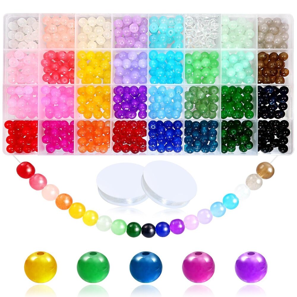 5571 TOAOB 1760pcs Glass Beads for Jewelry Making 32 Colors 6mm Round